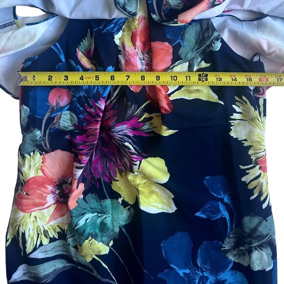 New Trina Turk Cold Shoulder Floral Navy Sheath Dress Size 2 - Picture 10 of 11